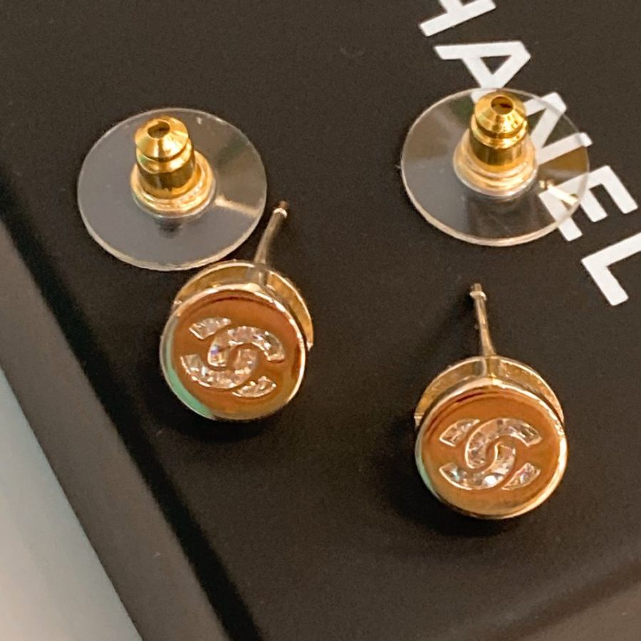MS0801 Chanel 香奈兒經典迷你小圓形CC字耳環 Small Circle CC Logo Earrings Crystal x GHW-2