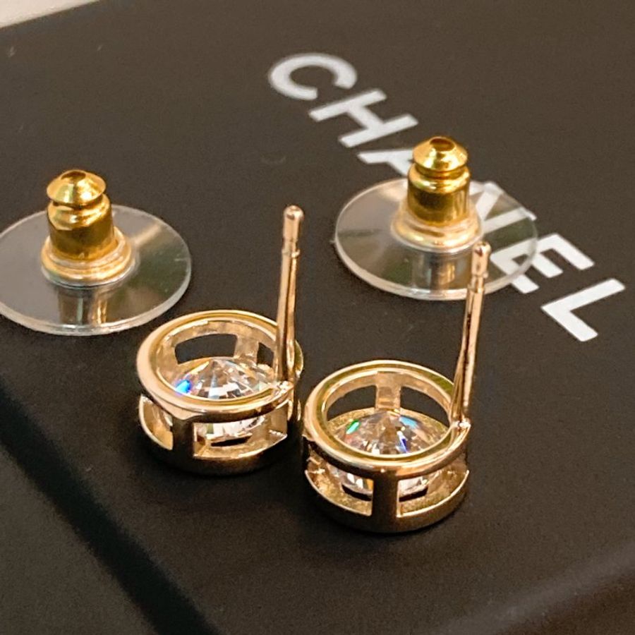 MS0801 Chanel 香奈兒經典迷你小圓形CC字耳環 Small Circle CC Logo Earrings Crystal x GHW-3