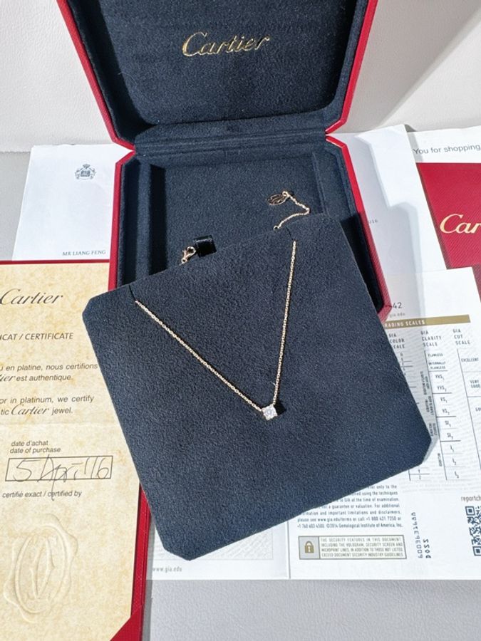 Cartier卡地亞 C DE CARTIER 玫瑰金單鑽牛頭項鍊,鑽石0.32ct-6