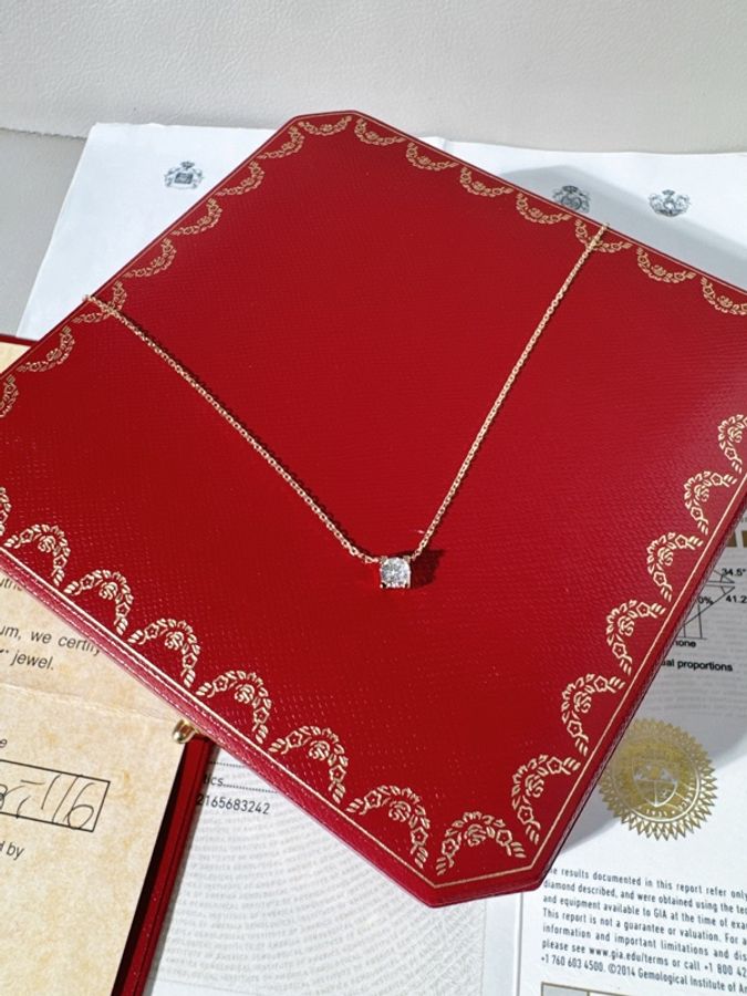 Cartier卡地亞 C DE CARTIER 玫瑰金單鑽牛頭項鍊,鑽石0.32ct-7