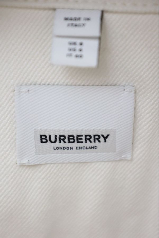 Burberry丹宁牛仔拼皮翻领夹克外套-20