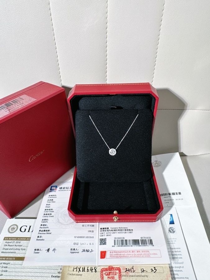 Cartier卡地亞 白金滿鑽飛碟項鍊,主鑽0.5ct-0