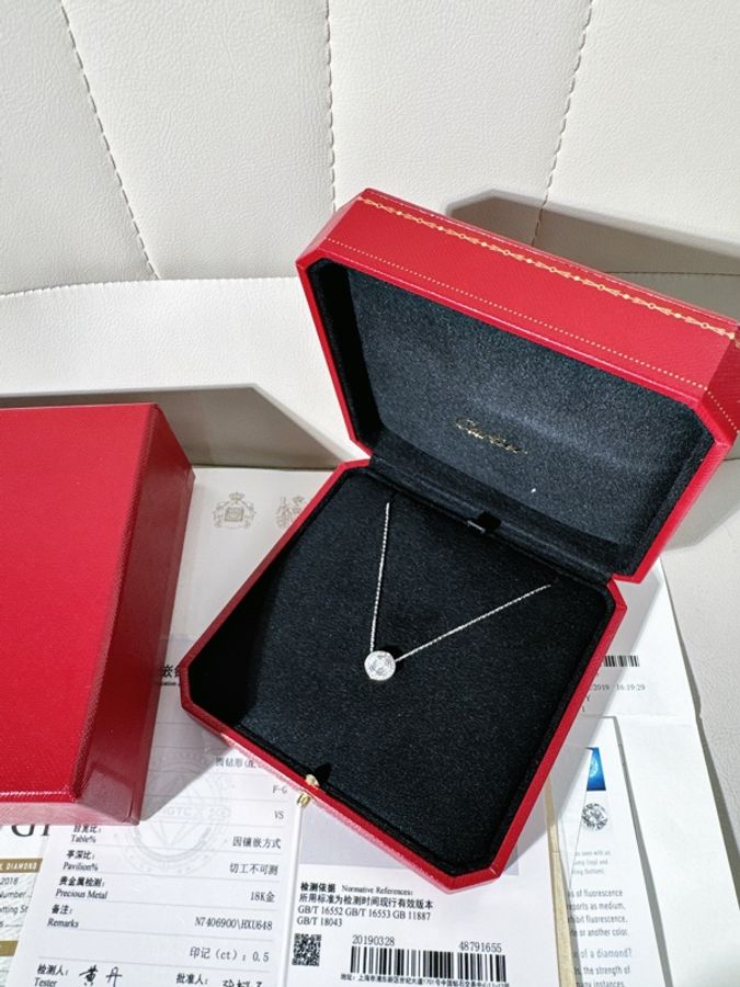 Cartier卡地亞 白金滿鑽飛碟項鍊,主鑽0.5ct-3