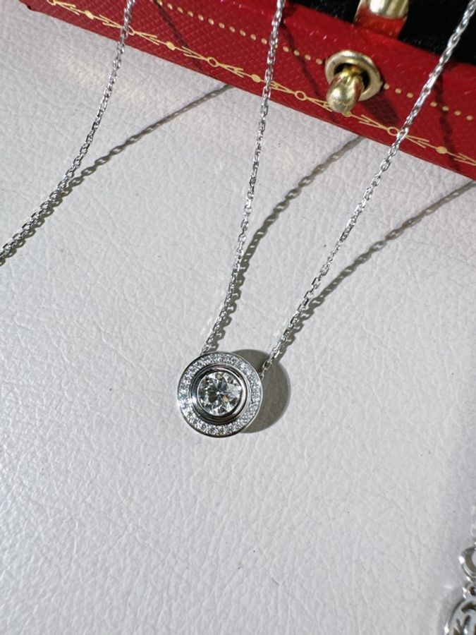 Cartier卡地亞 白金滿鑽飛碟項鍊,主鑽0.5ct-6