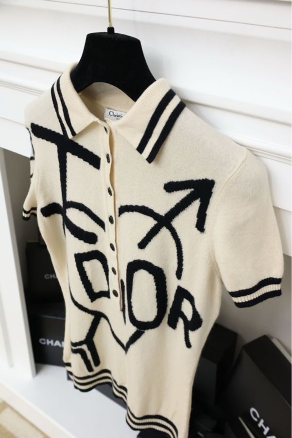 Dior一箭穿心Punk系列翻领Polo短袖衫针织衫-3