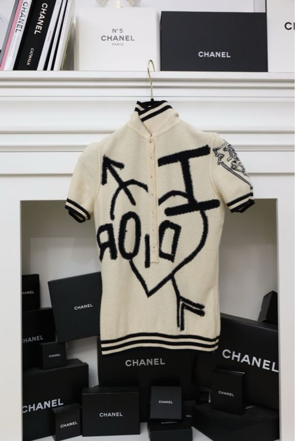 Dior一箭穿心Punk系列翻领Polo短袖衫针织衫-5