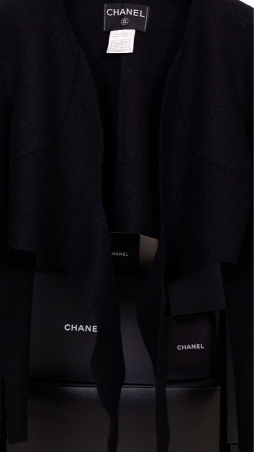 Chanel 99年羊毛So Black裹式crop开衫外套-14