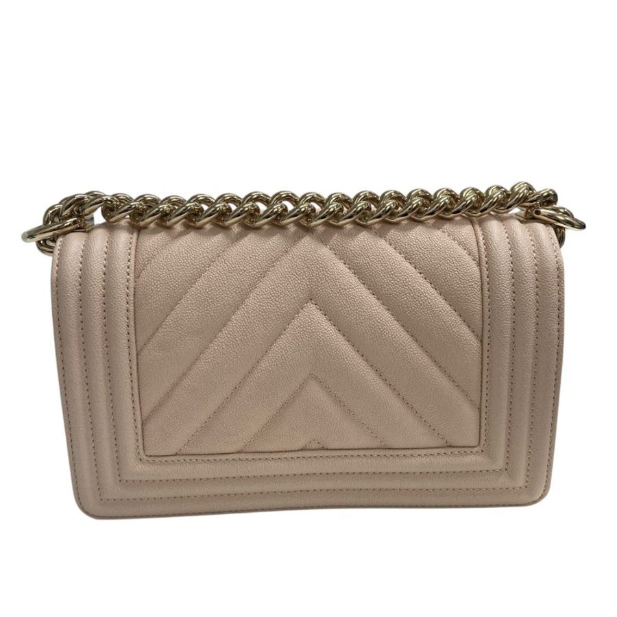 CHANEL 香奈兒 SMALL BOY BAG 淡粉色 小牛皮 金釦-1