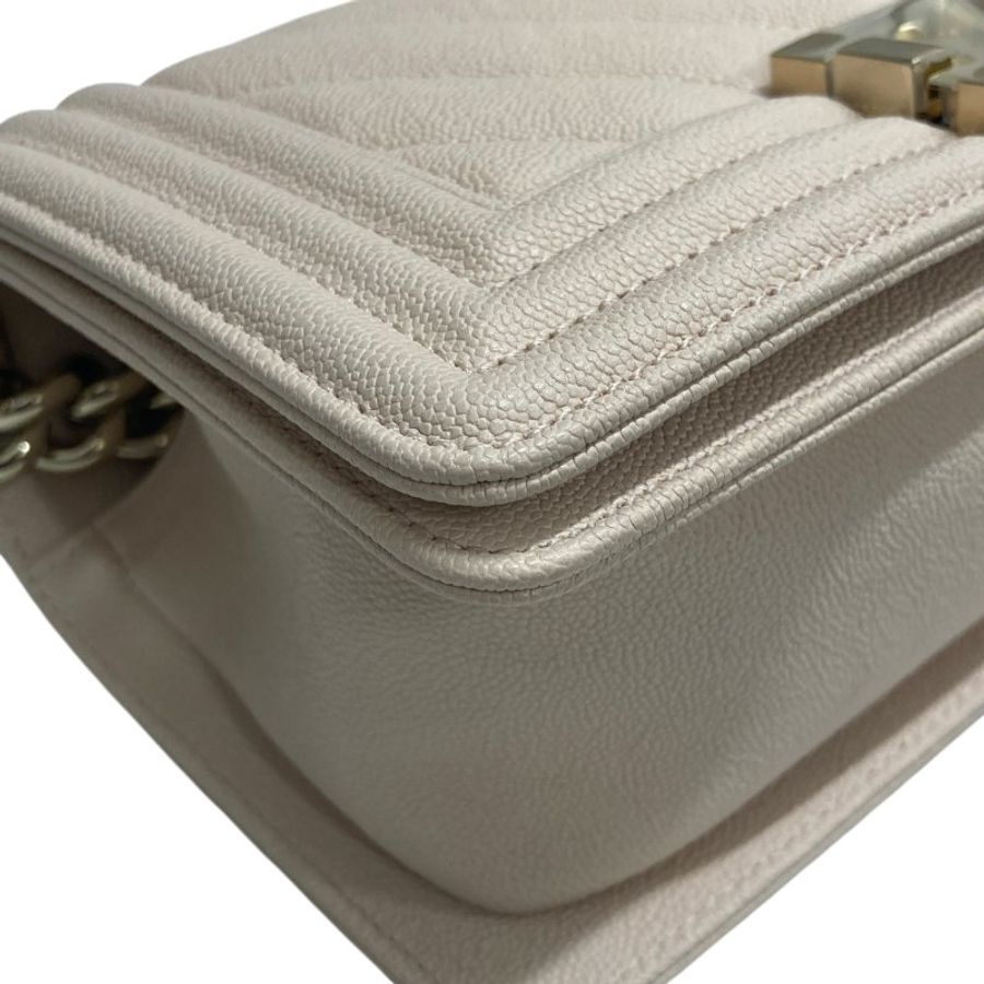 CHANEL 香奈兒 SMALL BOY BAG 淡粉色 小牛皮 金釦-5