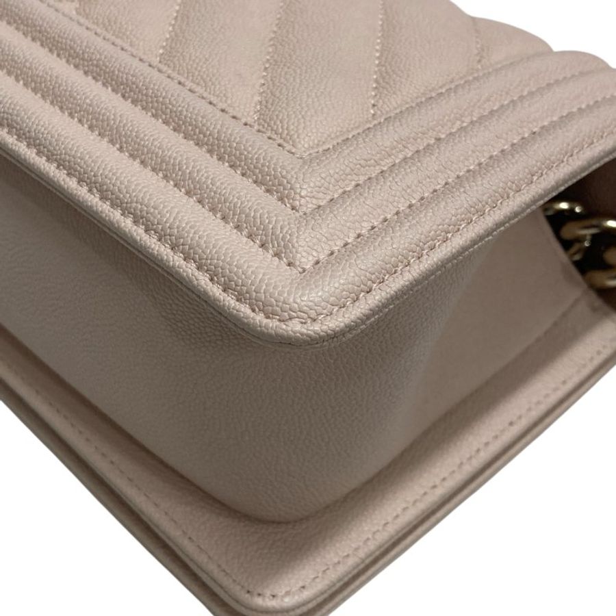 CHANEL 香奈兒 SMALL BOY BAG 淡粉色 小牛皮 金釦-7