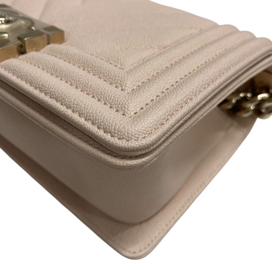 CHANEL 香奈兒 SMALL BOY BAG 淡粉色 小牛皮 金釦-8