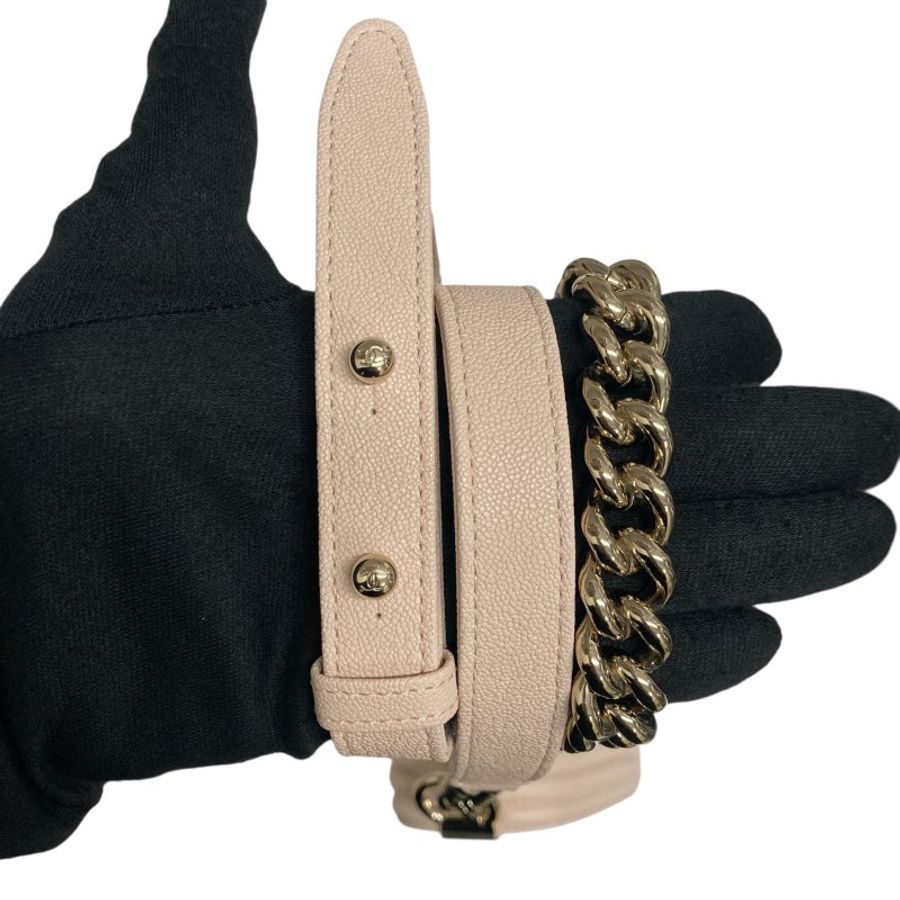 CHANEL 香奈兒 SMALL BOY BAG 淡粉色 小牛皮 金釦-11
