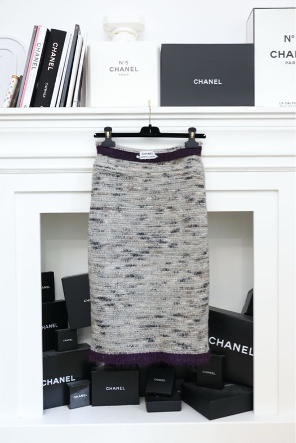Chanel 99年春夏秀款混色针织背心半裙外套开衫三件套-10