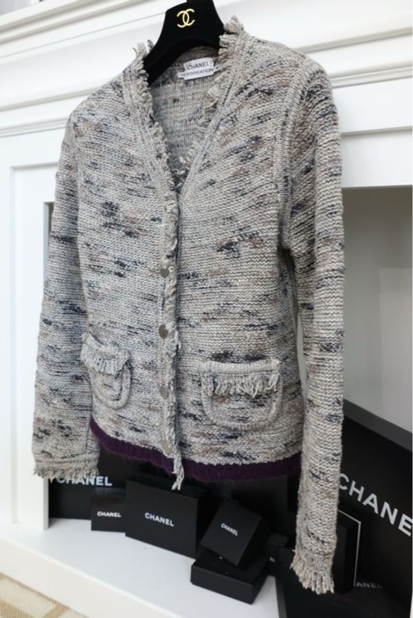 Chanel 99年春夏秀款混色针织背心半裙外套开衫三件套-15