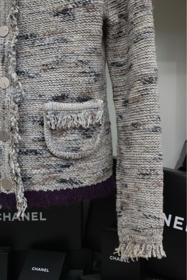 Chanel 99年春夏秀款混色针织背心半裙外套开衫三件套-45