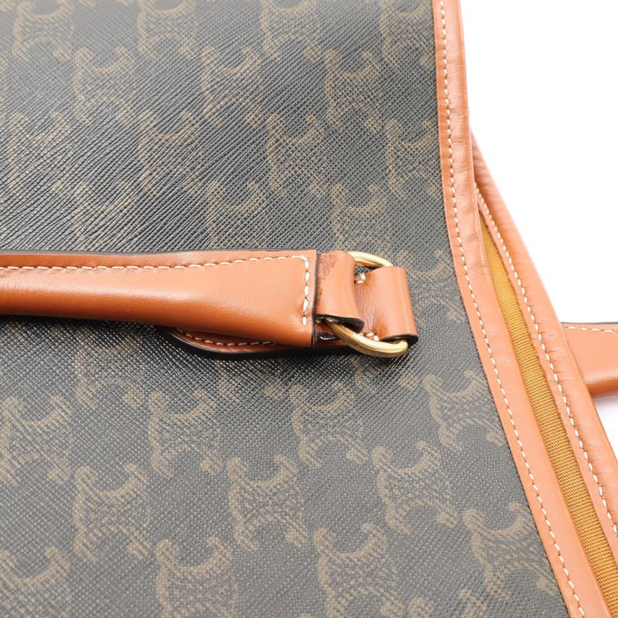CELINE 賽琳 Horizontal Cabas肩背包 棕色 TRIOMPHE帆布 牛皮 (無鎖頭) 197912BZJ.04LU-9