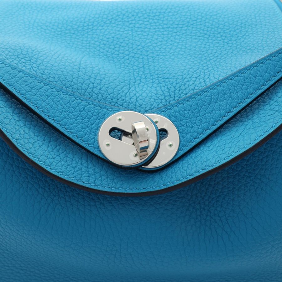 HERMES 愛馬仕 Lindy 26 肩背包 海島藍 Evercolor 牛皮 Z刻 銀扣-5