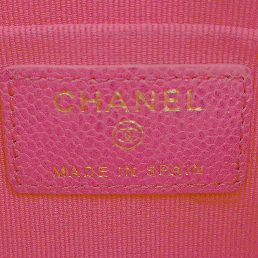 CHANEL 香奈兒 拉鏈 手拿包 零錢包 粉色 荔枝紋牛皮 AP1071-3