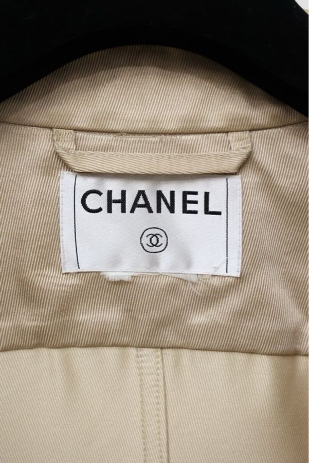 Chanel双层翻领卡其色双排扣风衣外套-29