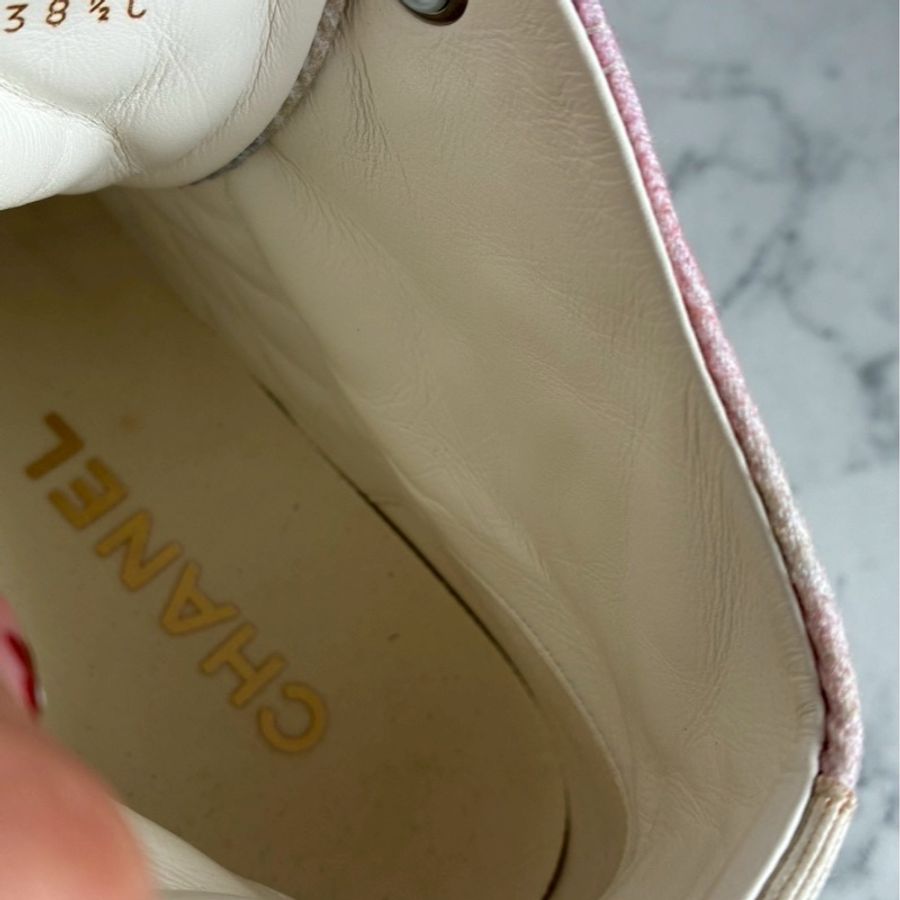 Chanel 絢彩白雙C高筒鞋38.5-29