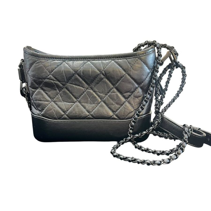 【美收精品】CHANEL香奈兒 Gabrielle de So Black 雙鍊條流浪包 / 斜背包 (小號) 5-742-1
