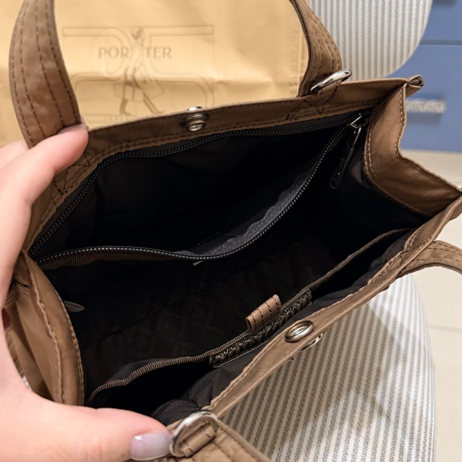 PORTER INTERNATIONAL PAWN手提包(M)側背包 斜背包 單肩包 駝色 咖啡色 卡其色-7