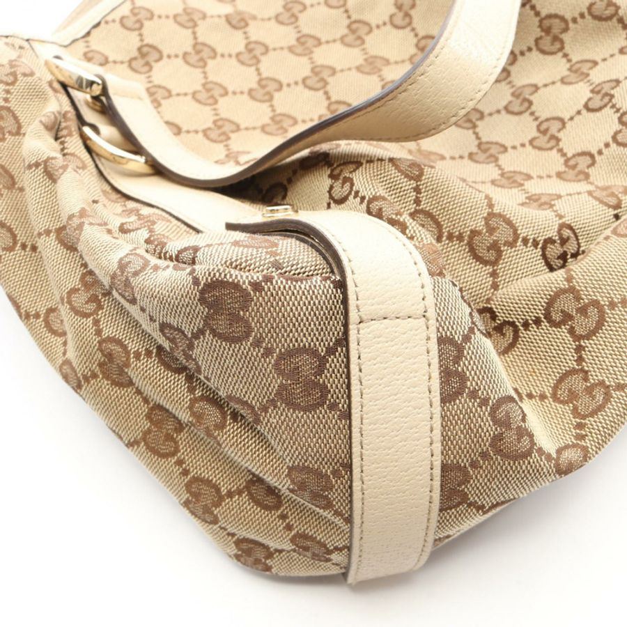 GUCCI Abbey GG帆布單肩手提包 130736 皮革 米色 二手 女士-4