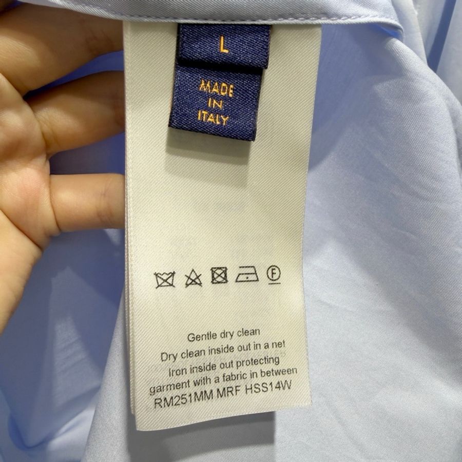 【全新原吊牌】LV Louis Vuitton長袖襯衫SS25 胸前口袋 小狗盾徽刺繡 串珠-3
