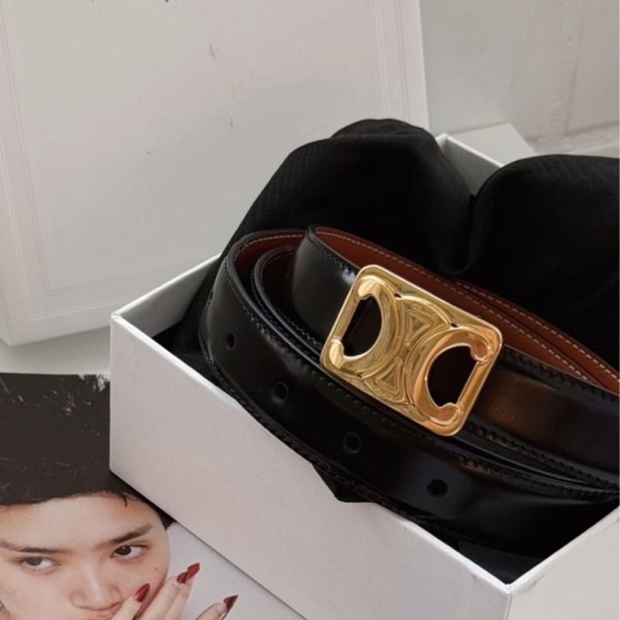 Celine 凱旋門logo全新雙面皮帶-7