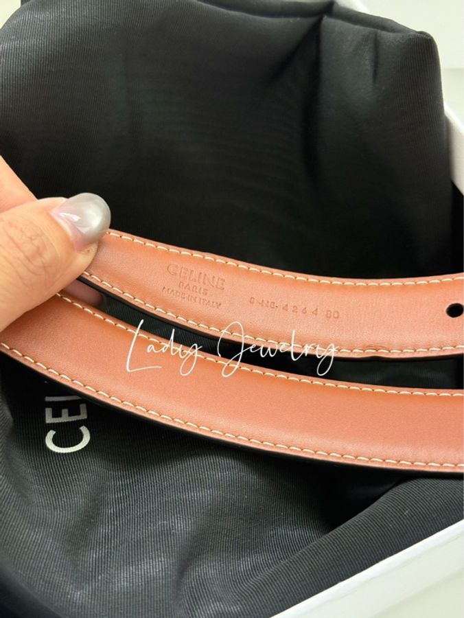 Celine 凱旋門logo全新雙面皮帶-12