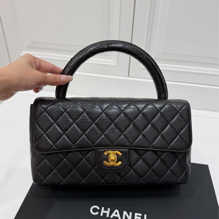 Chanel 香奈兒 handle kelly CF 黑金 手提包 肩背包-0