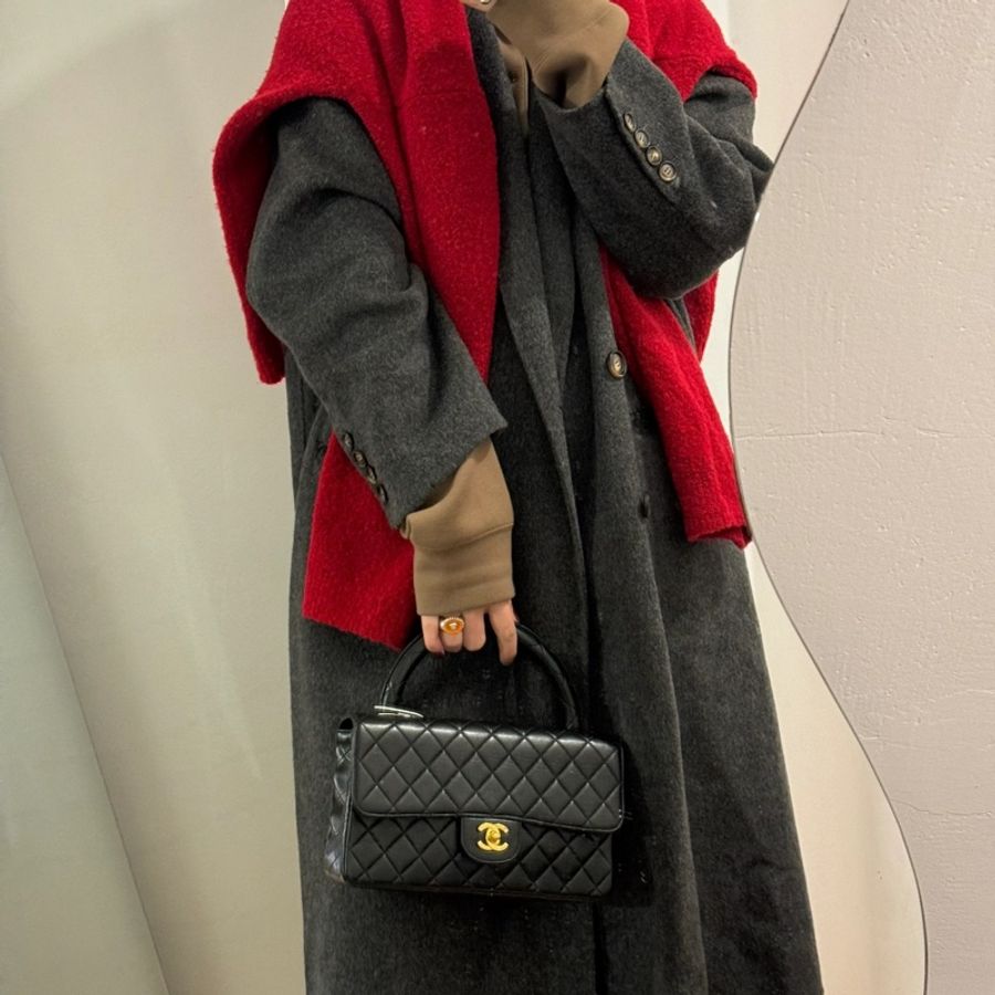 Chanel 香奈兒 handle kelly CF 黑金 手提包 肩背包-6