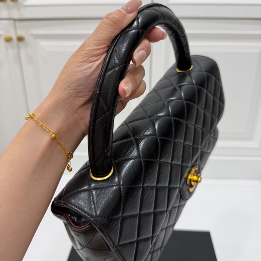 Chanel 香奈兒 handle kelly CF 黑金 手提包 肩背包-7