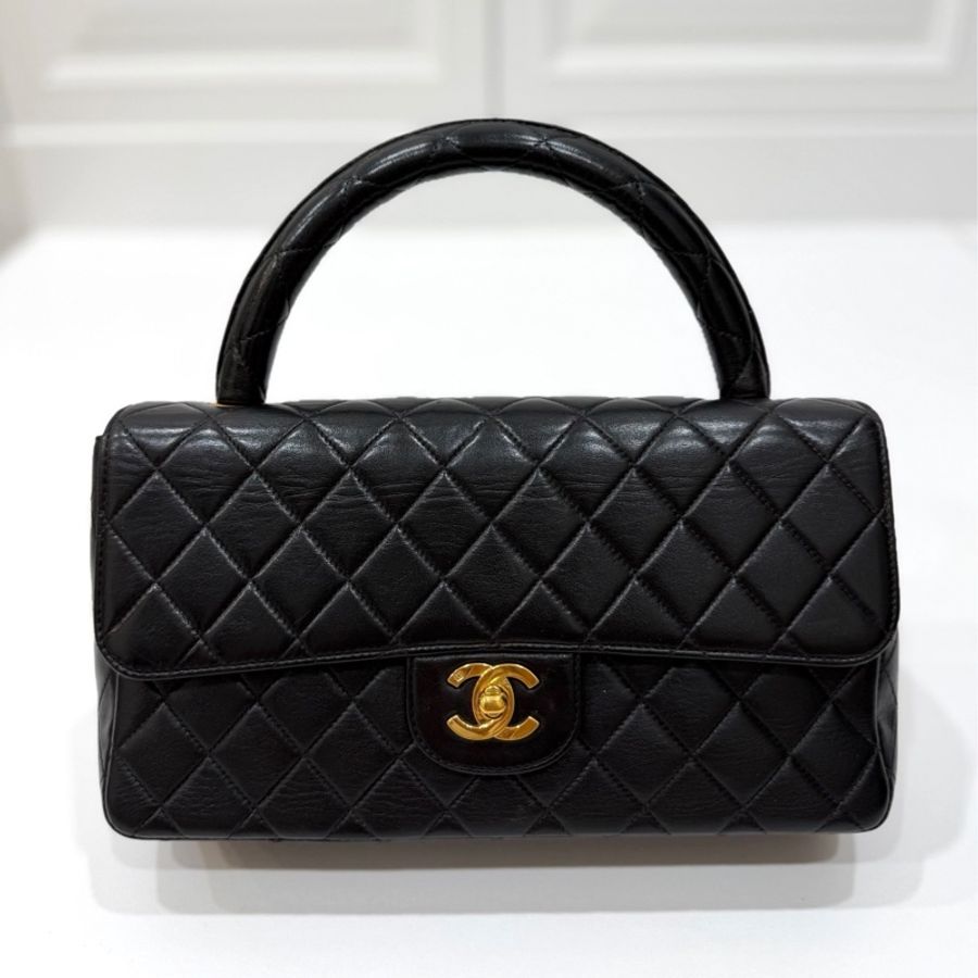 Chanel 香奈兒 handle kelly CF 黑金 手提包 肩背包-9