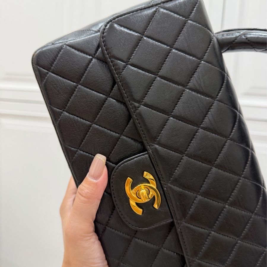 Chanel 香奈兒 handle kelly CF 黑金 手提包 肩背包-15