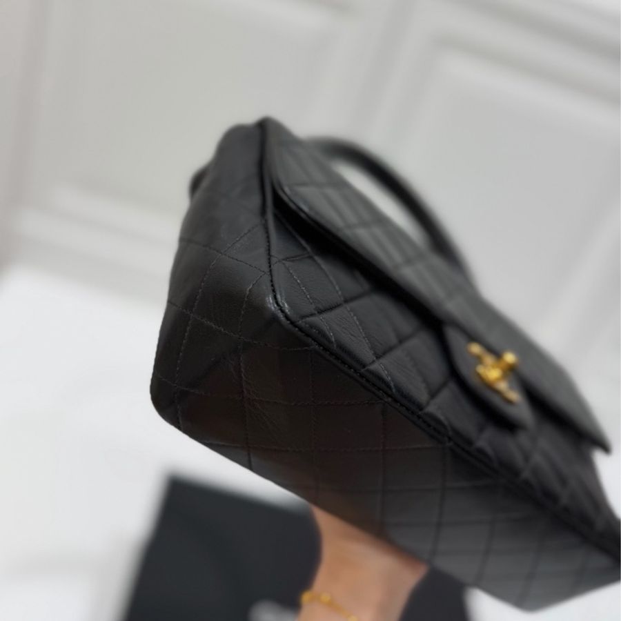 Chanel 香奈兒 handle kelly CF 黑金 手提包 肩背包-19
