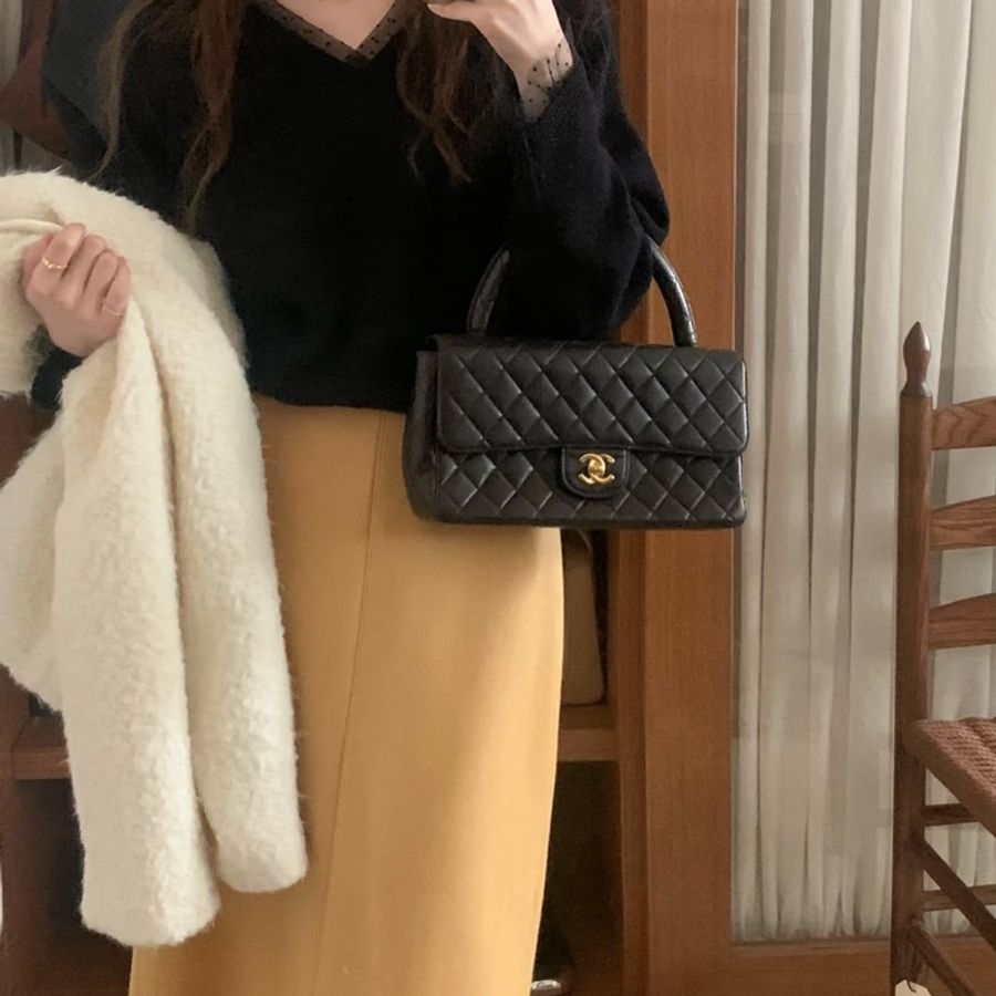 Chanel 香奈兒 handle kelly CF 黑金 手提包 肩背包-27