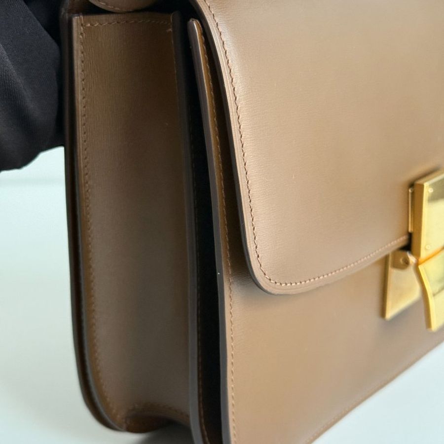 98新🤎 Celine 瑟琳 Box Teen 焦糖色金釦 中號-14
