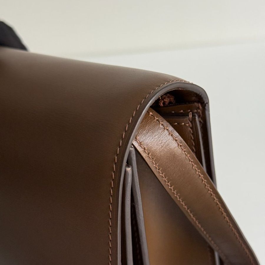 98新🤎 Celine 瑟琳 Box Teen 焦糖色金釦 中號-15