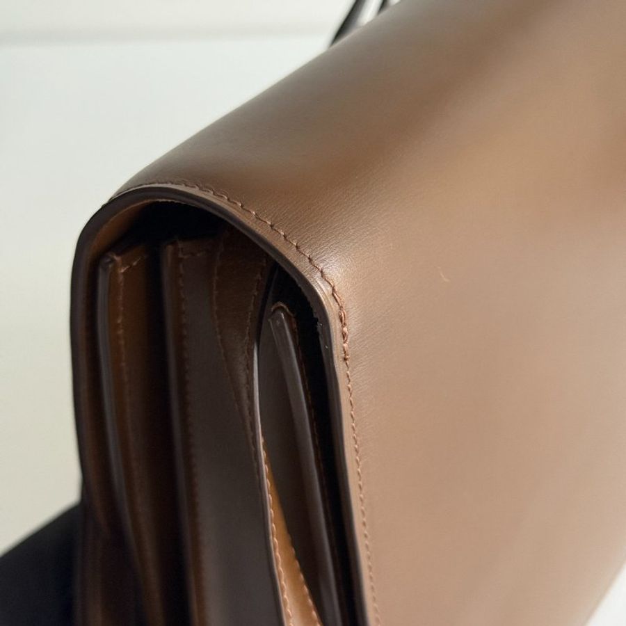 98新🤎 Celine 瑟琳 Box Teen 焦糖色金釦 中號-16