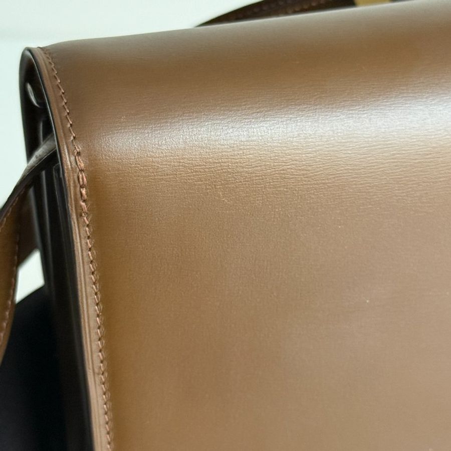 98新🤎 Celine 瑟琳 Box Teen 焦糖色金釦 中號-27