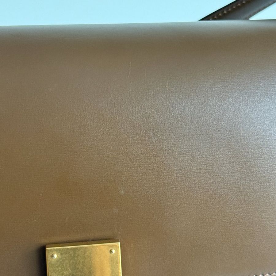 98新🤎 Celine 瑟琳 Box Teen 焦糖色金釦 中號-28