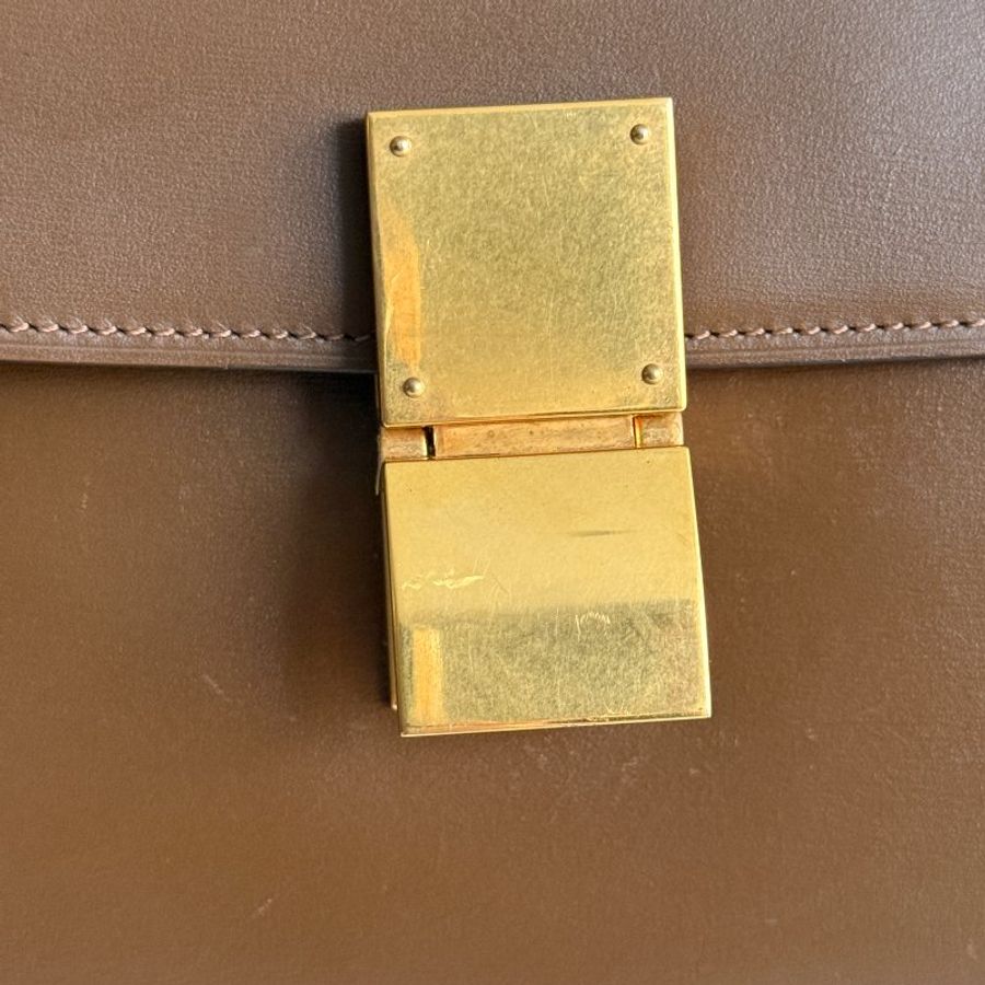 98新🤎 Celine 瑟琳 Box Teen 焦糖色金釦 中號-30