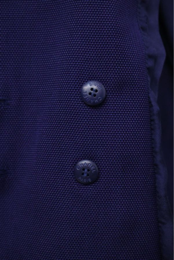 Chanel 97年海军蓝双排扣crop西装外套-13
