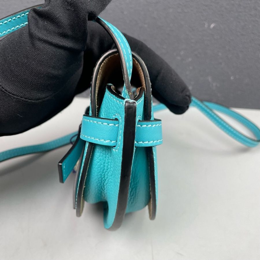 Loewe羅意威 湖水藍全皮迷你gate馬鞍包-9