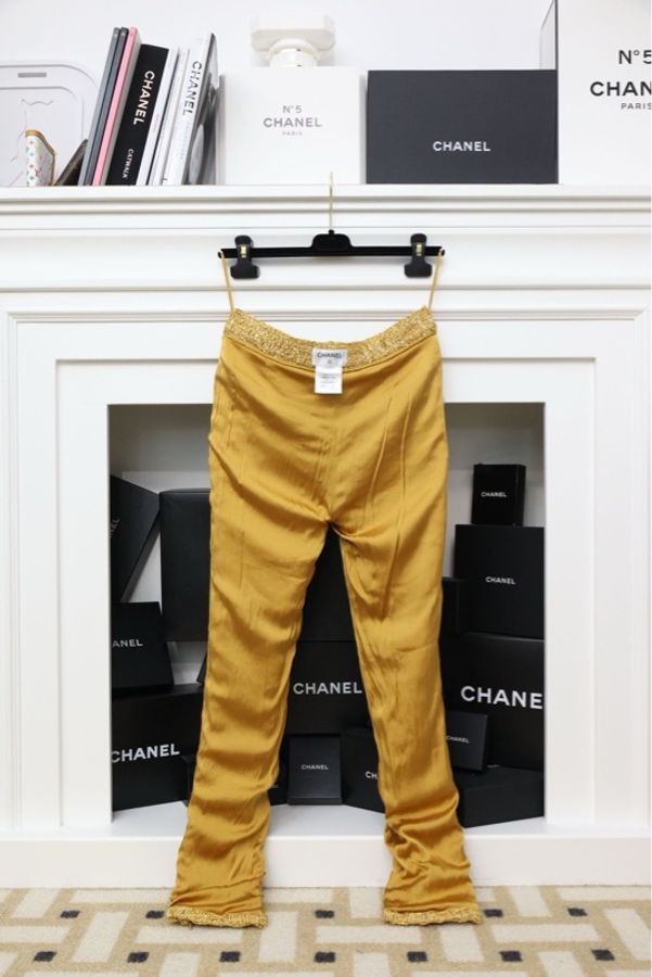 Chanel 15年迪拜系列亮片粗花呢金丝长裤-6