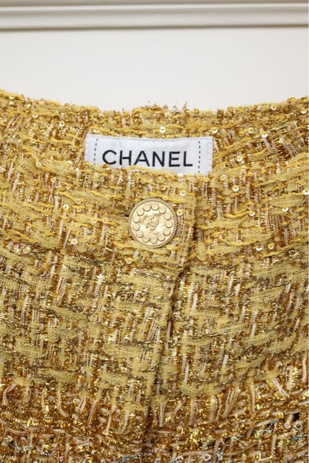Chanel 15年迪拜系列亮片粗花呢金丝长裤-13