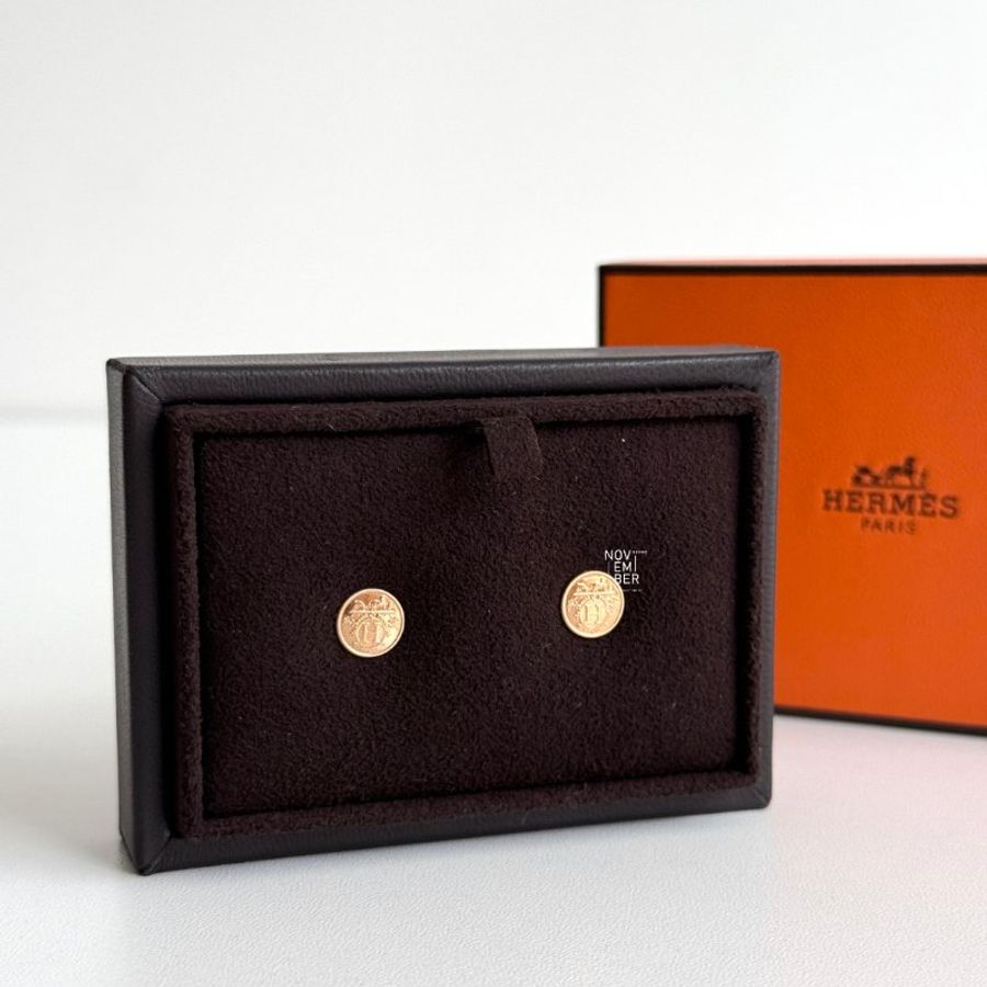全新🫰🏻 Hermès 愛馬仕 Ex-Libris 玫瑰金耳環-2