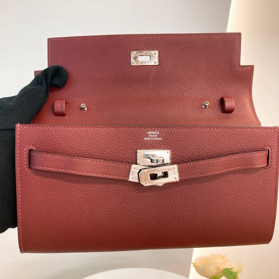 MS0802 Hermes 愛馬仕凱莉長銀包連肩帶包包 Kelly To Go Evercolor Rouge H x PHW-11