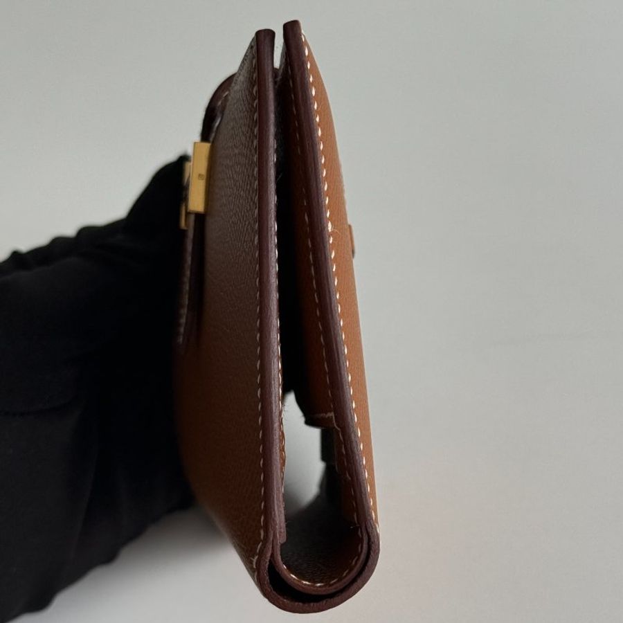 99.9新🆕 全配有購證🙌🏻 Hermès 愛馬仕 Bearn 短夾 金棕金釦-19